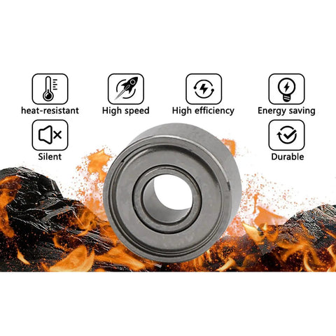 Sealed Deep Groove Ball Bearings 3 By 8 By 4 Millimeter Steel Ten Pack for skateboard wheels and small motors, with durability icons