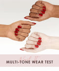 Hands showcasing Semi Cured Gel Nail Strips Real Gel Nail Polish UV Wraps For Brittle Nails Waterproof Bright Red