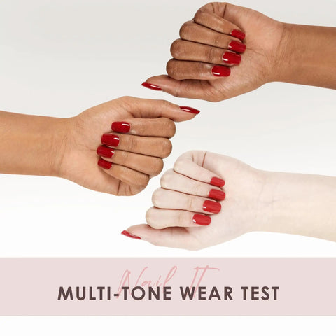Hands showcasing Semi Cured Gel Nail Strips Real Gel Nail Polish UV Wraps For Brittle Nails Waterproof Bright Red