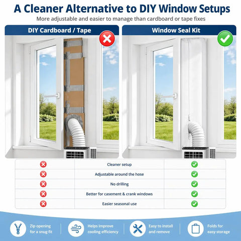 Comparison of DIY vs 200cm Portable AC Window Seal Kit For Casement Crank Skylight And Push Out Windows Waterproof Full Seal Upgrade