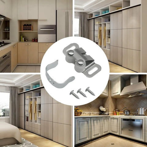 Heavy Duty Cabinet Catch Latch Set Iron Steel Double Post Hardware With Silver Finish for Cabinets RVs and Mobile Homes Smooth Close