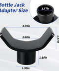 Front view of black bottle jack adapter with lifting saddle for 2–4 in round or square shafts
