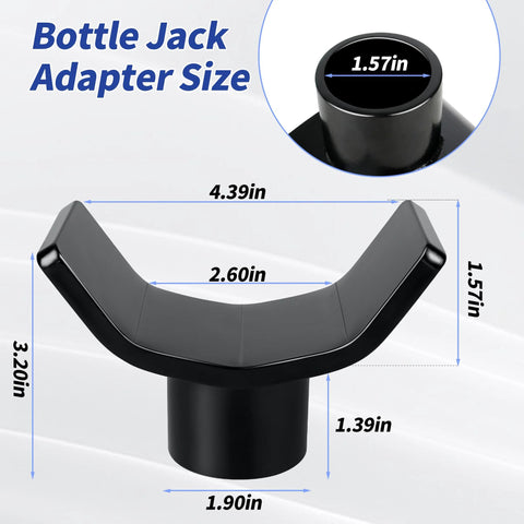 Front view of black bottle jack adapter with lifting saddle for 2–4 in round or square shafts