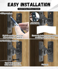 Installation steps for Hassle Free Barn Door Lock And Flip Latch For Sliding Doors Quick Adhesive Mount To Keep The Kiddos Safe Heavy Duty Zinc Alloy Construction Stays Put In Black.
