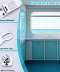 Marine Grade Door Hasp Anti Rattle Boat Latches With Turning Padlock Eye Mount 316 Stainless Steel Heavy Duty Hatch Latch For Boats And Yachts Pack Of 2 product details including enhanced material, ergonomic grip, and mirror finishing shown next to a marine compartment with sea view