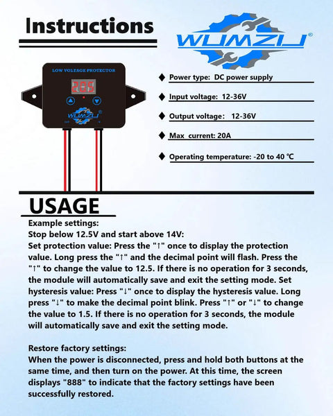 PWM motor controller instructions for Battery Adapter Converter Kit For 18V Ride On Cars Upgrade with operational details and settings.