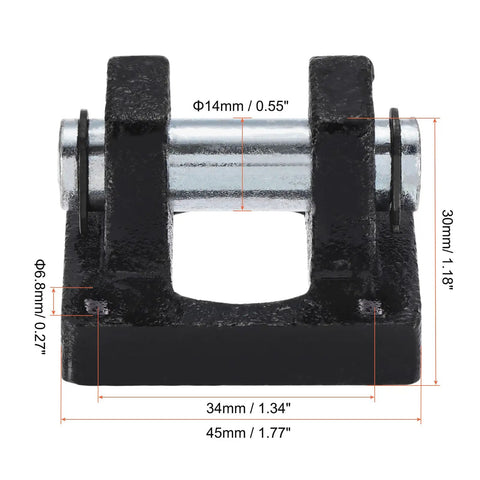 Heavy Duty Pneumatic Cylinder Rod Pivot Clevis Mounting Bracket 3 Pack Rear Mount Black Durable Low Carbon Steel For Industrial Automation Hardware 35mm Hole Spacing 45 By 45 By 30mm Compact Size, side view with 45mm width