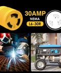 Pro Grade 240V Level 2 Charging Adapter With 14-50P Male To L6-30R Female Connector Heavy Duty 30 Amp Power Drop In Adapter Cable for generators.