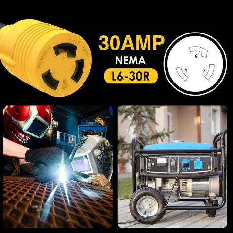 Pro Grade 240V Level 2 Charging Adapter With 14-50P Male To L6-30R Female Connector Heavy Duty 30 Amp Power Drop In Adapter Cable for generators.