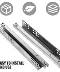Heavy-Duty Two-Section Drawer Slides Set Made From Cold Rolled Steel Rust-Resistant Thickened Rails With Silent Buffer Soft-Close Mechanism Great For Cabinet And Closet Drawers Smooth Glide Long-Lasting Durability, silver pair with mounting holes