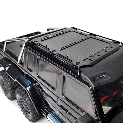 Heavy Duty Carbon Fiber Roof Cargo Rack For One Ten Scale Rc Crawlers Lightweight Gear Carrier on black crawler roof.