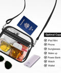 Stadium Ready Clear Bag With Adjustable Strap For Concerts Festivals And Game Day See Through PVC Purses holding essentials like phone and sunglasses