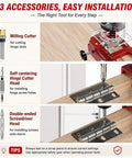 Heavy Duty Adjustable Aluminum Door Hinge Jig And Lock Installation Kit Featuring Precision Mortise Template for easy installation of hinge screws.