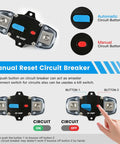 Beefy 300 Amp Marine Circuit Breaker For Boat Trolling Motor And Atv DC 12V To 48V Heavy Duty IP67 Sealed showing manual reset buttons.