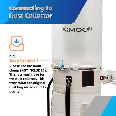 Heavy Duty Dust Collector Bag 19 And 5 Eighths Inch Replacement 1 Micron Filter Fits 18 To 20 Inch Systems close-up installation