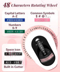 Vintage Embossing Label Maker With Six Adhesive Tape Rolls Manual Typewriter Style Sticker Gun showcasing 48 character rotating wheel.
