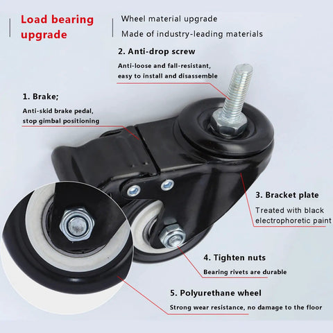 Top Notch Locking Casters Set Of Four Featuring Dead Silent Polyurethane Tires And Heavy Duty Steel Cores That Run Smooth Like Butter On Hard Floors Built Tough For Daily Grind Without Any Annoying Clatter