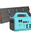 Go To 1000W Portable Power Station With 1024Wh Battery And 200W Solar Panel in blue, shown with solar panel for outdoor use.
