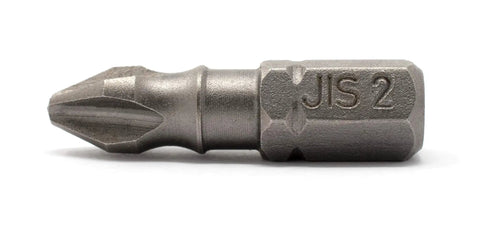 JIS Screwdriver Impact Bits Set Of Four For Standard And Long One Quarter Inch Drive Magnetic Hardened S2 Steel, JIS #2 bit