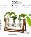 Terrarium Plant Display With Wooden Stand And Glass Bulb Vases, Vintage Metal Swivel Holder For Desktop, 3 Bulb Vase