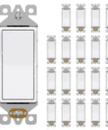 20 Pack White Single Pole Square Rocker Light Switches Self Grounding 15 Amp Decorative Residential UL Listed Glossy White Wall Switches Great for Home Renovations and Upgrades