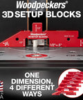 7 Piece Aluminum 3D Setup Block Kit With 4 Ways To Measure Per Block Router And Table Saw Gauge Blocks Height Gauge For Router Bits Includes Powder Coated Rack It Wall Mount Usa Made, red setup block