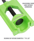 Light Duty U Joint Puller For Cars And Trucks Class 1-3 Removal Tool For Drivelines U Joint Press 1/2 In Drive Compatible With Impact Seized Joint Removal 24539, showing green tool.