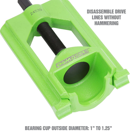 Light Duty U Joint Puller For Cars And Trucks Class 1-3 Removal Tool For Drivelines U Joint Press 1/2 In Drive Compatible With Impact Seized Joint Removal 24539, showing green tool.