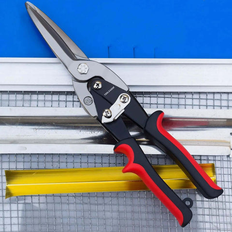 Heavy Duty 12 Inch Aviation Tin Snips With Forged Blade Long Straight Cutters For Cutting Sheet Metal And Aluminum on grid