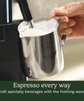 Espresso Bar Fully Automatic Espresso Machine With Built In Grinder And Steam Wand frothing milk for cafe quality drinks