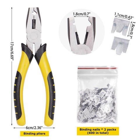 Heavy Duty Fence Pliers With 600 Wire Cage Clips J Clip And Snap Ring Fasteners 6.7 Inch Pliers With Non Slip Handle