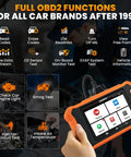 Creader Elite V3.0 OBD2 Scanner For Honda And Acura Pro Grade Bi Directional Full System Diagnostics device in mechanic's hand.