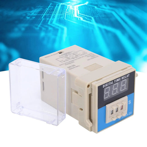 LED Digital Display Adjustable Cycle Time Relay Delay Control Module For Industrial Automation Systems DC 12V High Reliability Wide Delay Range Anti Interference Digital Time Setting Flexible Control Mode beige digital time relay with clear cover