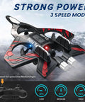 Foam RC Plane Fighter Jet With Auto Hover And 360 Flip Aerial Stunts over mountains with controller and speed modes