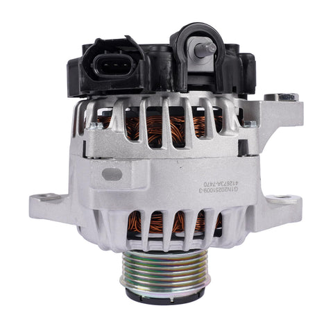 Front view of Drop In Alternator Replacement For Hyundai Veloster 2013 To 2017 And Kia Soul Forte Koup Forte5 Rio 2012 To 2017 1.6L 110A 12V CW 6 Groove 373002B760 11609 Compatible
