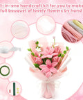 All-Inclusive 600 Piece Pipe Cleaners Craft Kit With 6 Color Chenille Stems, bouquet of pink flowers with accessories shown