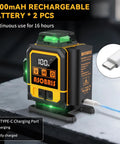 Ultra Precise 4x360 Degrees Self Leveling Laser Level Kit with Tripod, LCD Touch Screen, charging port view