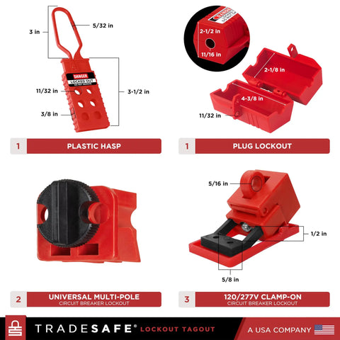 OSHA Compliant Pro Grade Electrical Lockout Tagout Kit With 34 Devices All In One Bundle Includes Hasps Clamp On