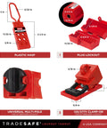 OSHA Compliant Electrical Lockout Tagout Kit With Hasps, Clamp On And Universal Circuit Breaker Locks, LOTO Tags