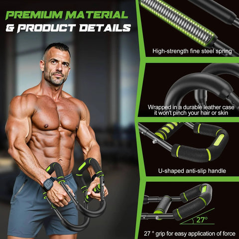 Twister Arm Trainer For Men Premium Steel Frame With 5 Level Adjustable Resistance 40 To 130 Lbs shown by a muscular man in gym