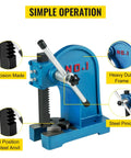 Built Tough Manual Arbor Press With Three Ton Leverage Force Rock Solid Cast Iron Frame And Precision Bearing Track for easy operation.