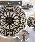 Knockout Vintage Screw Back Buttons 30mm Round Conchos Black Artificial Turquoise with detailed metal pin design.