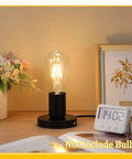 Beefed Up Metal Lamp Socket Base E26 E27 Screw In Bulb Holder With 6 Foot Black Cord On Off Switch 3 Pack on a desk