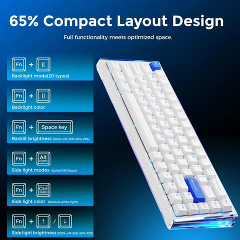 65 Percent Layout Hall Effect Magnetic Switch Mechanical Gaming Keyboard With 8000Hz Polling Rate features compact design and customizable backlighting.
