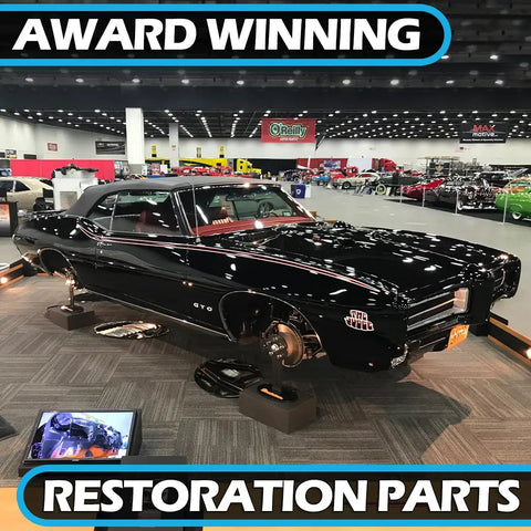 Get That Classic 1968-69 Pontiac GTO Look With This Hideaway Blue Stripe Vacuum Hose Kit Perfect For Inline Tube Swap On Your Rig, black Pontiac GTO at auto show
