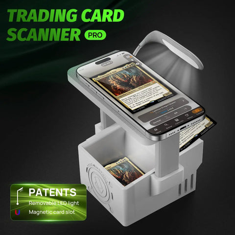 Trading Card Scanner Stand With LED Light And Magnetic Base For MTG And TCG, Fast Slotted Scan For Unsleeved Cards