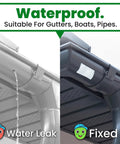 Before and after using Heavy Duty Aluminum Butyl Tape 2 Inch Wide Waterproof Seal For Roofs Gutters Pipes RVs And Outdoor Patching That Stops Leaks Fast With Airtight Long Lasting Bond