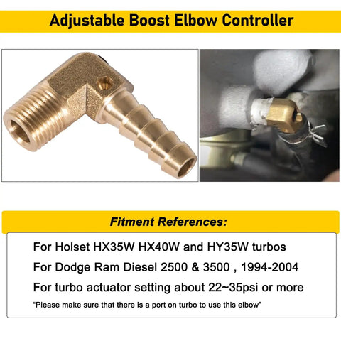 Adjustable Boost Elbow Controller for Dodge Cummins 1994-1998 P7100 Injection Pumps with Holset HX35W HX40W HY35W Turbos