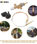 Lemfema propane patio heater repair kit with brass valve, copper braided hose, thermocouple sensor, and safety switch
