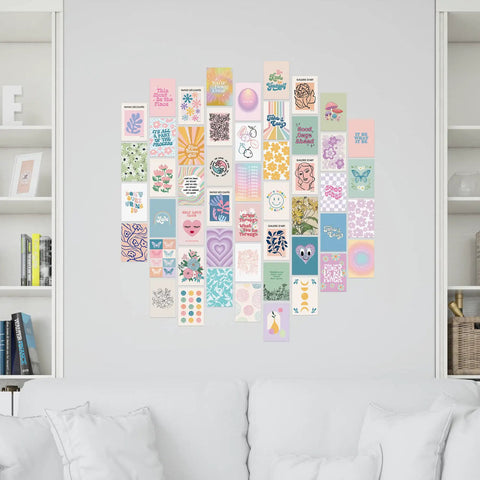 Pastel Danish Wall Collage Kit With 70 Cards For Aesthetic Pictures And Teen Room Vibe For Girls Dorm Decor 4x6 Inch Cardstock Posters